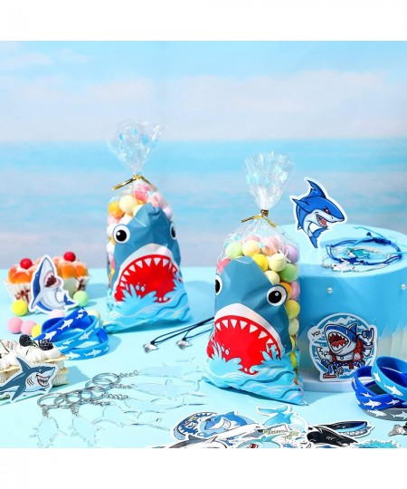 148 Pcs Shark Party Favor Supplies Set Shark Tooth Necklace Shark Gift Bag Shark Party Kid's Rubber Wristband Sea Themed Shar...