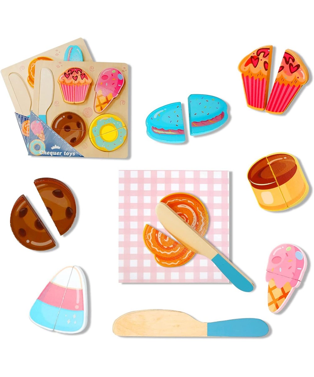 Wooden Play Food Sets for Kids Kitchen Learning Resources for Toddlers 1-3 Cutting Fruit Vegetable and Puzzles Toys Play Food...