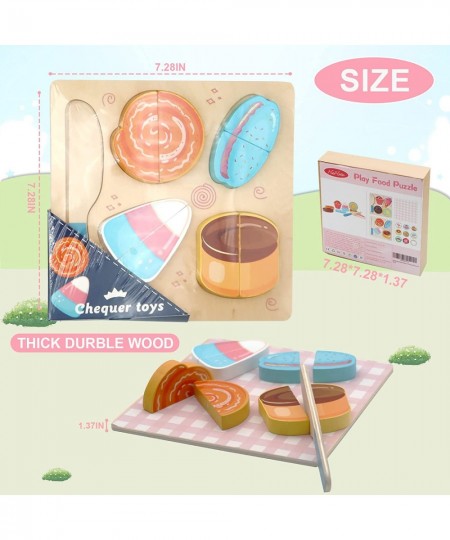 Wooden Play Food Sets for Kids Kitchen Learning Resources for Toddlers 1-3 Cutting Fruit Vegetable and Puzzles Toys Play Food...