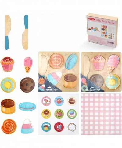 Wooden Play Food Sets for Kids Kitchen Learning Resources for Toddlers 1-3 Cutting Fruit Vegetable and Puzzles Toys Play Food...