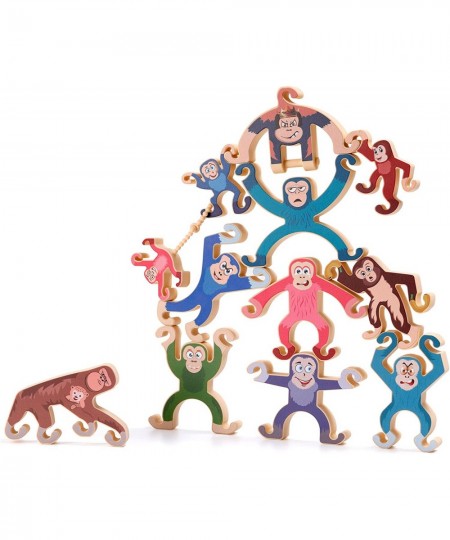 Monkey Stacking Toys Set - Food Grade Silicone Stacking Puzzle Building Blocks Educational Toys Balance Game Preschool’s Gift...