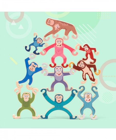 Monkey Stacking Toys Set - Food Grade Silicone Stacking Puzzle Building Blocks Educational Toys Balance Game Preschool’s Gift...