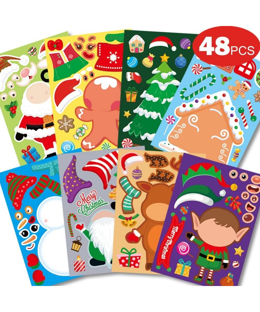 48 Sheets Christmas DIY Stickers for Kids Christmas Party Games Stickers Decorating Stickers for Kids Toddlers Craft DIY Part...