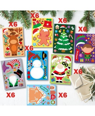 48 Sheets Christmas DIY Stickers for Kids Christmas Party Games Stickers Decorating Stickers for Kids Toddlers Craft DIY Part...