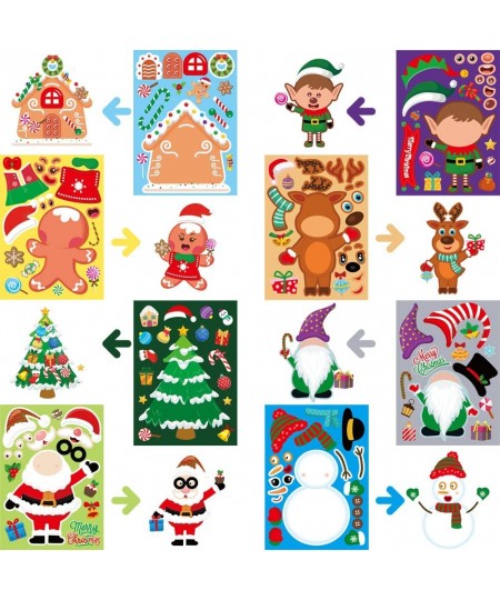 48 Sheets Christmas DIY Stickers for Kids Christmas Party Games Stickers Decorating Stickers for Kids Toddlers Craft DIY Part...