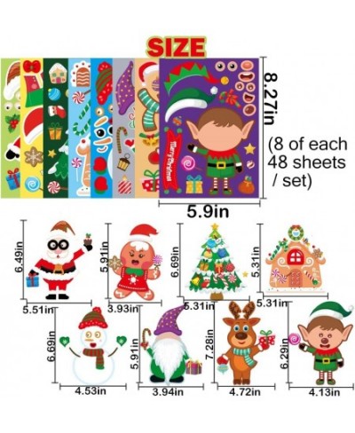 48 Sheets Christmas DIY Stickers for Kids Christmas Party Games Stickers Decorating Stickers for Kids Toddlers Craft DIY Part...