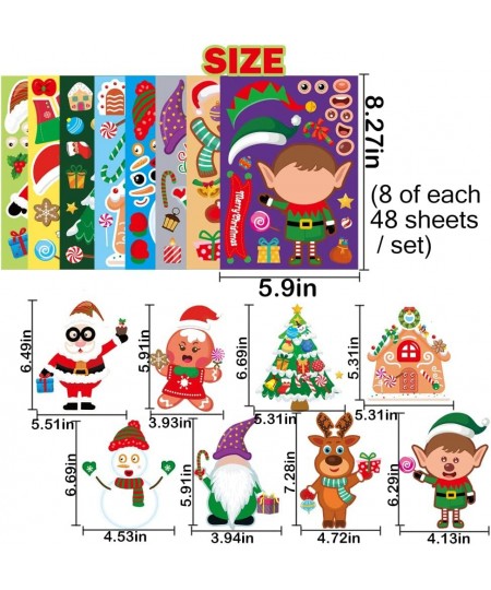 48 Sheets Christmas DIY Stickers for Kids Christmas Party Games Stickers Decorating Stickers for Kids Toddlers Craft DIY Part...