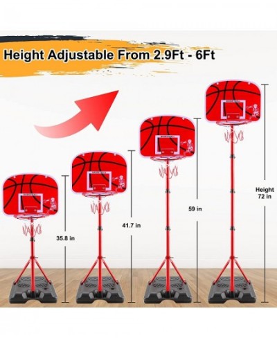 Kids Basketball Hoop Adjustable Height 2.9 FT- 6 FT Includ Pump & 2 Ball Indoor Outdoor Backyard Games Toddler Mini Basketbal...