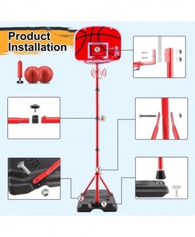 Kids Basketball Hoop Adjustable Height 2.9 FT- 6 FT Includ Pump & 2 Ball Indoor Outdoor Backyard Games Toddler Mini Basketbal...