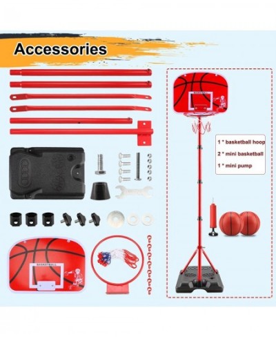 Kids Basketball Hoop Adjustable Height 2.9 FT- 6 FT Includ Pump & 2 Ball Indoor Outdoor Backyard Games Toddler Mini Basketbal...