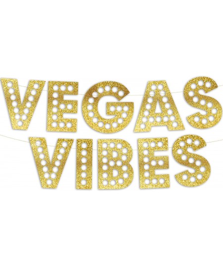 Vegas Vibes – Casino Themed Glitter Banner – Las Vegas Birthday and Bachelorette Party Decorations – Poker Party Garland Favo...