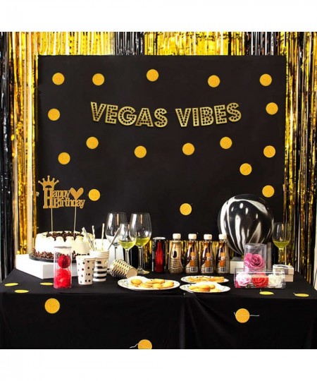 Vegas Vibes – Casino Themed Glitter Banner – Las Vegas Birthday and Bachelorette Party Decorations – Poker Party Garland Favo...