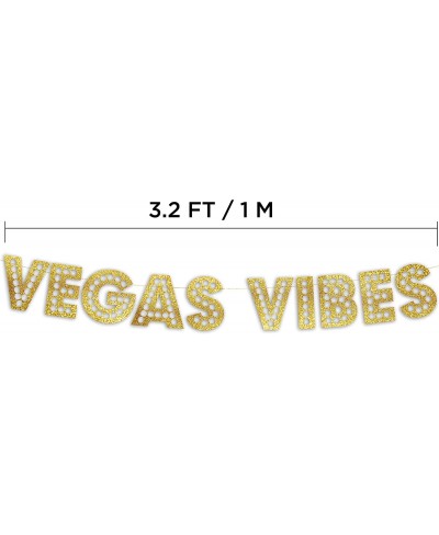 Vegas Vibes – Casino Themed Glitter Banner – Las Vegas Birthday and Bachelorette Party Decorations – Poker Party Garland Favo...