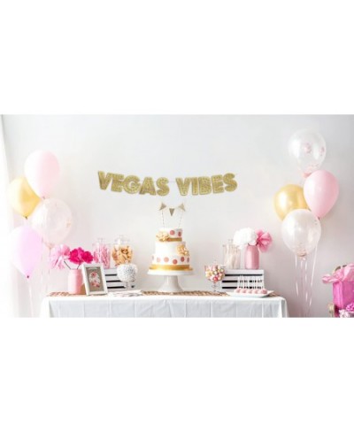 Vegas Vibes – Casino Themed Glitter Banner – Las Vegas Birthday and Bachelorette Party Decorations – Poker Party Garland Favo...