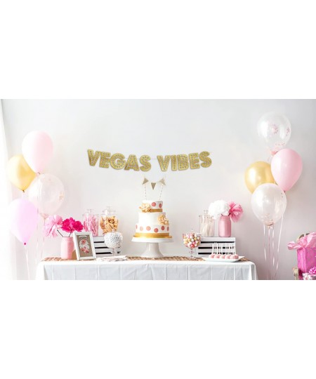 Vegas Vibes – Casino Themed Glitter Banner – Las Vegas Birthday and Bachelorette Party Decorations – Poker Party Garland Favo...