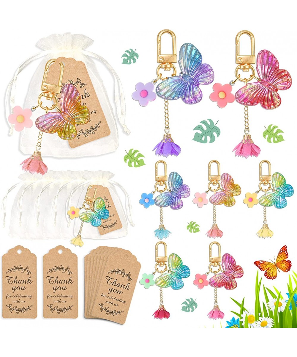 12 Sets Butterfly Party Favors Butterfly Keychain with Thank You Kraft Tags for Girls Butterfly Theme Birthday Party Baby Sho...