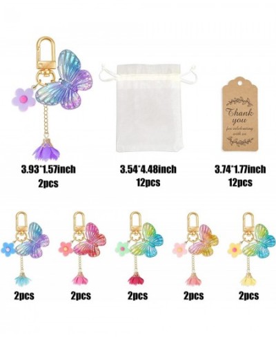 12 Sets Butterfly Party Favors Butterfly Keychain with Thank You Kraft Tags for Girls Butterfly Theme Birthday Party Baby Sho...