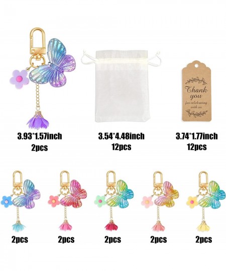 12 Sets Butterfly Party Favors Butterfly Keychain with Thank You Kraft Tags for Girls Butterfly Theme Birthday Party Baby Sho...