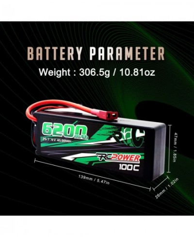 7.4V 6200mAh 2S Lipo Battery 100C Hard Case Lipo Battery with T Plug for RC Vehicles RC Car RC Truck RC Boat (2Packs) $87.59 ...