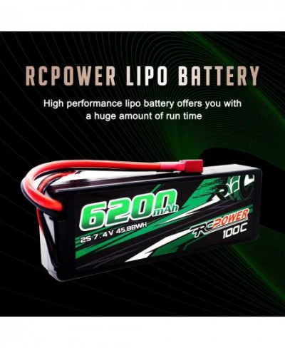 7.4V 6200mAh 2S Lipo Battery 100C Hard Case Lipo Battery with T Plug for RC Vehicles RC Car RC Truck RC Boat (2Packs) $87.59 ...