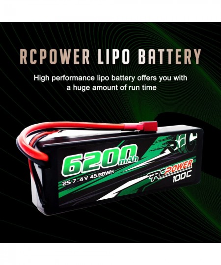 7.4V 6200mAh 2S Lipo Battery 100C Hard Case Lipo Battery with T Plug for RC Vehicles RC Car RC Truck RC Boat (2Packs) $87.59 ...