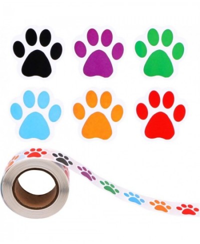 Paw Print Roll Stickers 500 Pieces 1 Inch Colorful Dog Paw Labels Stickers Waterproof Bear Paw Printed Stickers for Kids 6 Co...