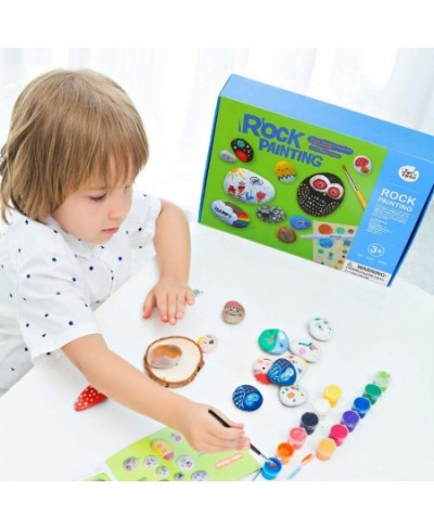 Rock Painting for Arts & Crafts 12 Non-Toxic Fun Colors 2 Brushes 10 Rocks to Inspire Creativity and More Great as Kids Gift ...