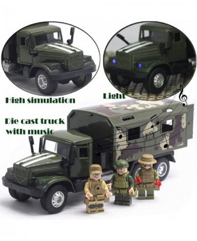 Military Truck Army Armored Model Car Treatment Transport Vehicle Metal Diecast Pull Back Toy with Lights and Sounds $45.64 -...