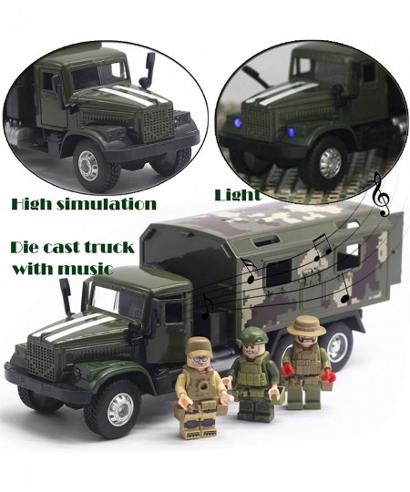 Military Truck Army Armored Model Car Treatment Transport Vehicle Metal Diecast Pull Back Toy with Lights and Sounds $45.64 -...