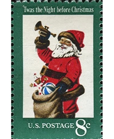 VINTAGE CHRISTMAS ~ SANTA CLAUS WITH BAG AND HORN ~ 30 STAMPS TOTAL (8¢ US Postage Stamps) Scott 1472 $22.47 - Collectible Po...