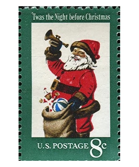 VINTAGE CHRISTMAS ~ SANTA CLAUS WITH BAG AND HORN ~ 30 STAMPS TOTAL (8¢ US Postage Stamps) Scott 1472 $22.47 - Collectible Po...