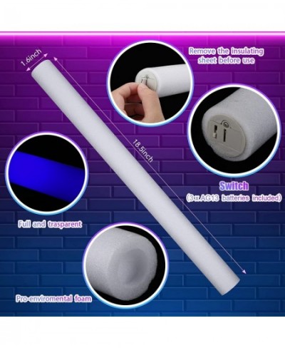 30 Pieces LED Light Up Foam Sticks Bulk 18.5 Inch Blue Light Up Batons Battery Powered for Wedding Raves Carnival Concert Hal...