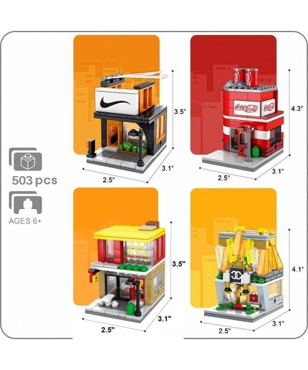 4 Pack Stores City Building Blocks Building Bricks Party Favors Educational House Building Kit Birthday Gifts for Kids(503 PC...