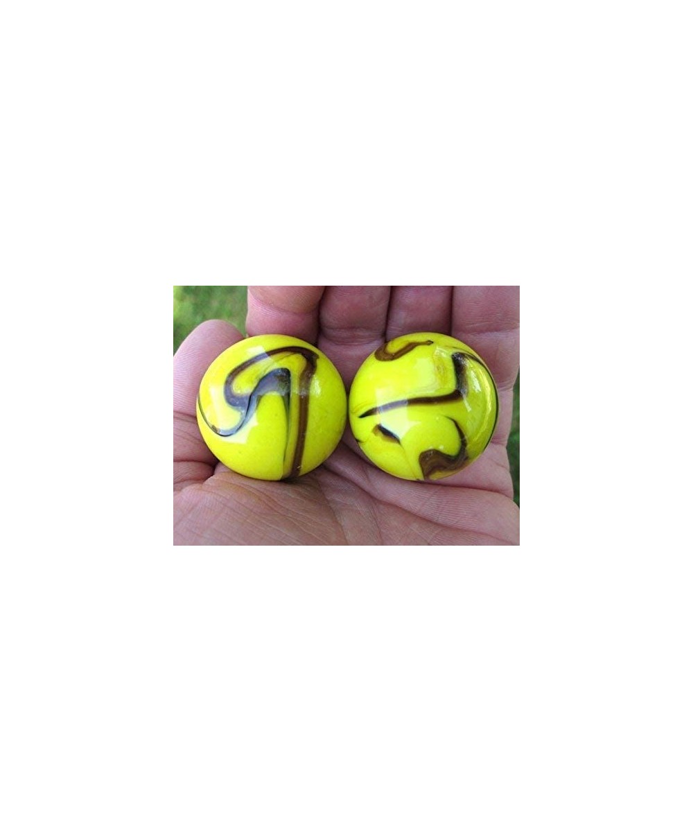 Set of 2 Gold Finch 35mm Boulder Yellow/Black Swirl Large Shooter Solid Glass Marbles $17.92 - Dice & Marble Games