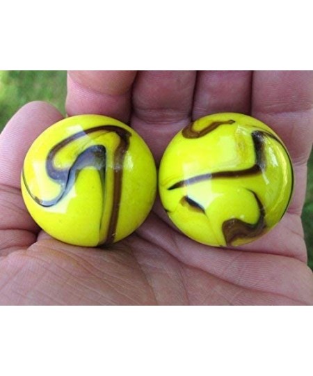 Set of 2 Gold Finch 35mm Boulder Yellow/Black Swirl Large Shooter Solid Glass Marbles $17.92 - Dice & Marble Games