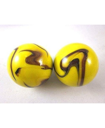 Set of 2 Gold Finch 35mm Boulder Yellow/Black Swirl Large Shooter Solid Glass Marbles $17.92 - Dice & Marble Games