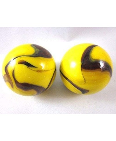 Set of 2 Gold Finch 35mm Boulder Yellow/Black Swirl Large Shooter Solid Glass Marbles $17.92 - Dice & Marble Games