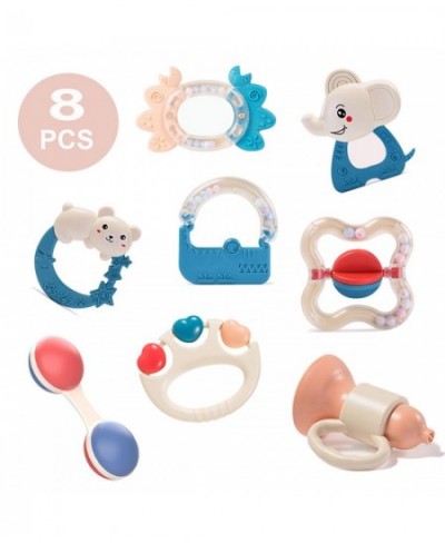 8PCS Baby Rattles Teether Set Shaker Grab Toys with Sound Vibrant Color and Shapes Early Educational Toy with Storage Box Gif...