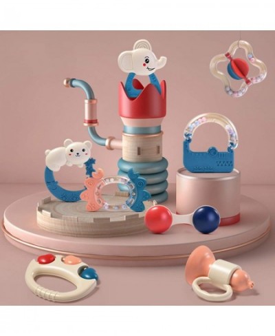 8PCS Baby Rattles Teether Set Shaker Grab Toys with Sound Vibrant Color and Shapes Early Educational Toy with Storage Box Gif...