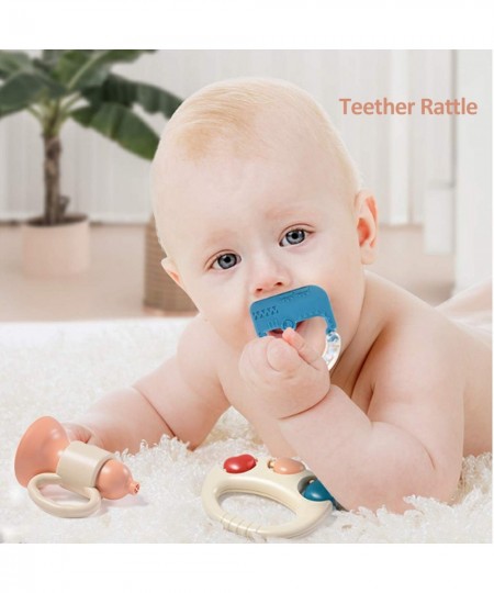 8PCS Baby Rattles Teether Set Shaker Grab Toys with Sound Vibrant Color and Shapes Early Educational Toy with Storage Box Gif...