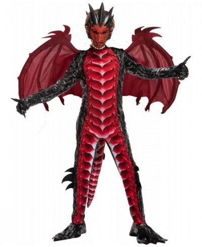 Child Black and Red Dragon Costume Boys Dragon Wings Tail and Mask Set for Halloween Dress Up $49.84 - Kids' Costumes