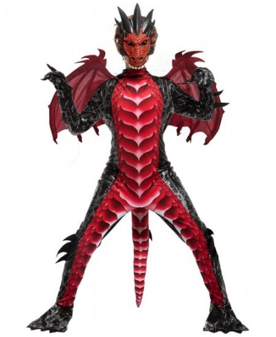 Child Black and Red Dragon Costume Boys Dragon Wings Tail and Mask Set for Halloween Dress Up $49.84 - Kids' Costumes