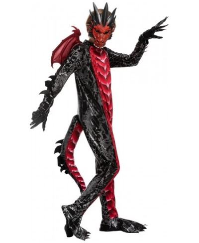 Child Black and Red Dragon Costume Boys Dragon Wings Tail and Mask Set for Halloween Dress Up $49.84 - Kids' Costumes