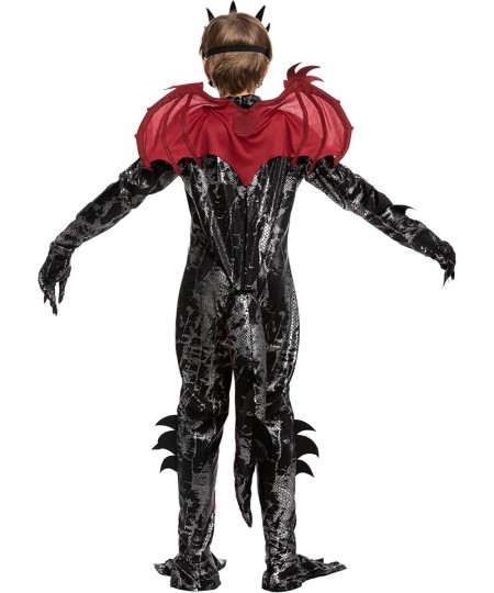 Child Black and Red Dragon Costume Boys Dragon Wings Tail and Mask Set for Halloween Dress Up $49.84 - Kids' Costumes