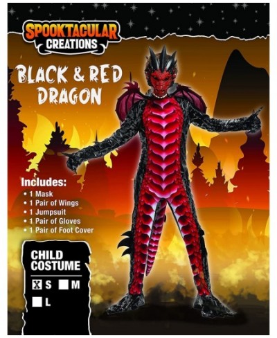 Child Black and Red Dragon Costume Boys Dragon Wings Tail and Mask Set for Halloween Dress Up $49.84 - Kids' Costumes