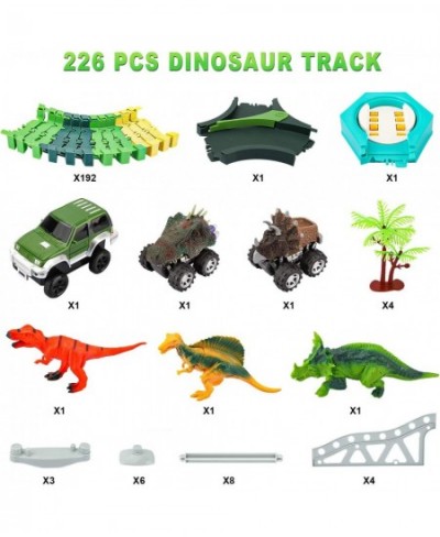 Dinosaur Toys 192pcs Create A Dinosaur World Road Race Flexible Track Playset and 2 Pcs Cool Dinosaur Cars 3pcs Dinosaurs for...