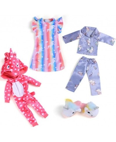 14-Inch Doll-Clothes Unicorn Pajamas - 3 Complete Unicorn Pajamas Set Includes Hot Pink Unicorn Onesie Rainbow Unicorn Pajama...