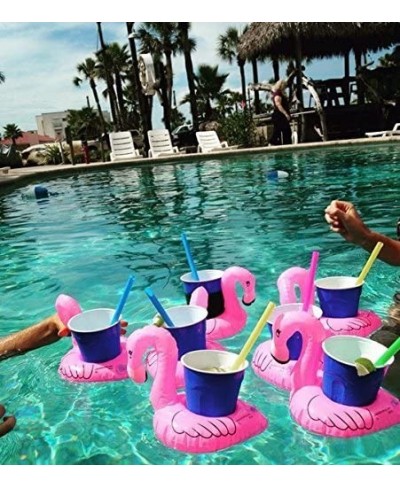 Inflatable Drink Holder 16 Packs Flamingos Floats Inflatable Cup Floating Coasters for Summer Swimming Pool Party and Kids Fu...