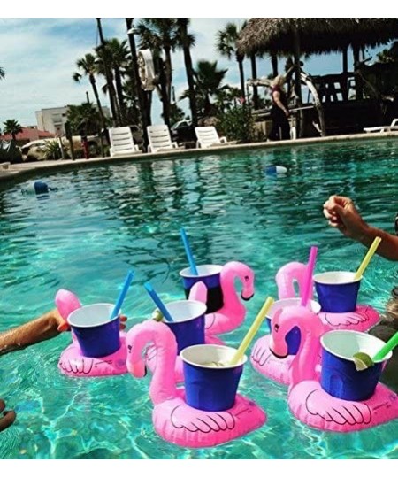 Inflatable Drink Holder 16 Packs Flamingos Floats Inflatable Cup Floating Coasters for Summer Swimming Pool Party and Kids Fu...