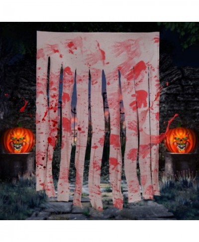 2 Pack Door Curtain Decoration with Bloody Hand Prints Bloody Doorway Curtain Creepy Cloth Haunted House Horror Decoration fo...